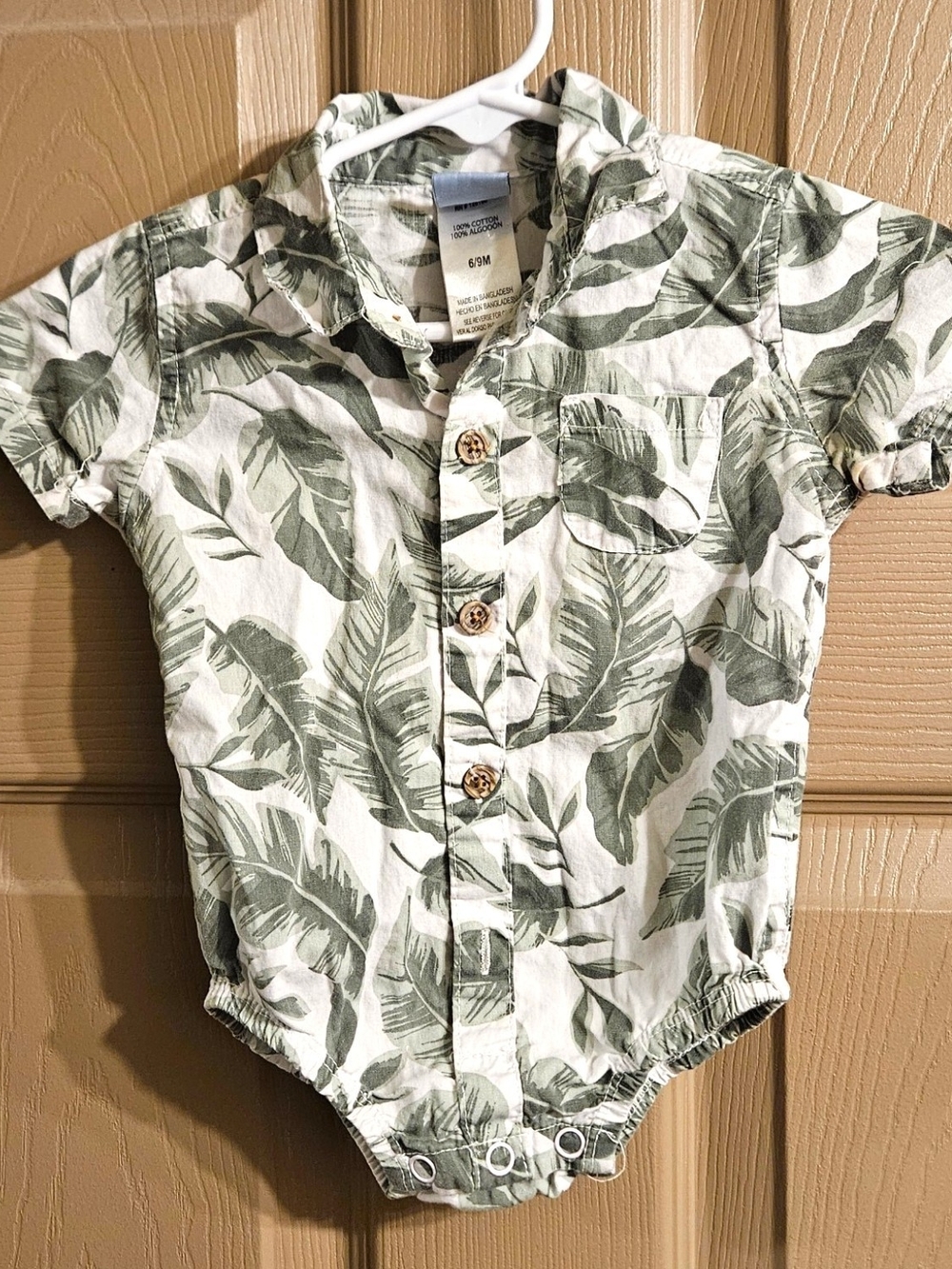 Baby Short-Sleeve Leaf Print Bodysuit